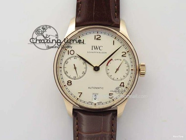 MIROTIME 0422 Thermal Portuguese Real PR Real Annual Calendar IW503501 RG ZF 1:1 Best Edition White Dial on Black Leather Strap A 7150